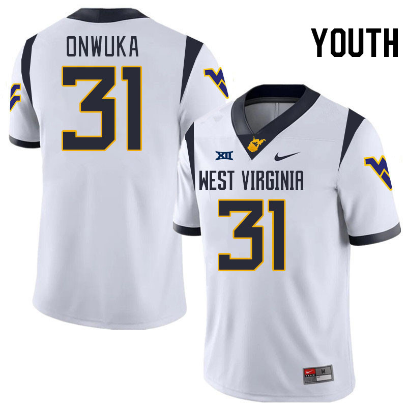 Youth #31 Obinna Onwuka West Virginia Mountaineers College 2024 New Uniforms Football Jerseys Stitch